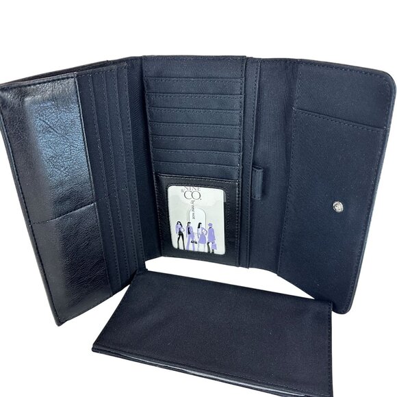 Nine & Co Black Leather Wallet Full Size TriFold NEW OLD STOCK Vintage 90s‎ Tags - Picture 3 of 16